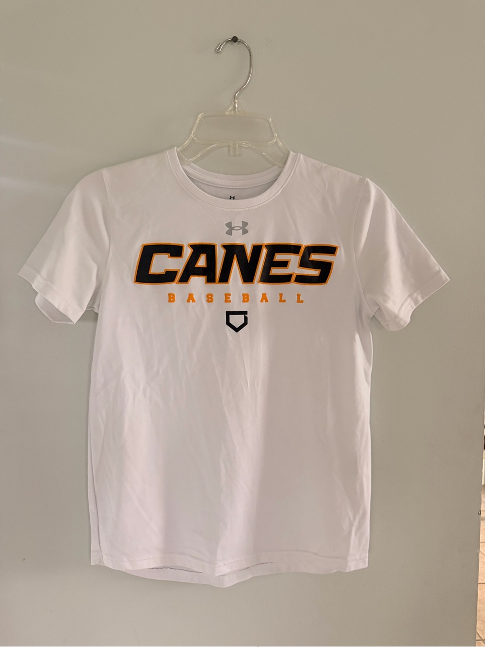 Under Armour White Canes Baseball Tee with Black Logo